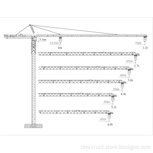 XCMG Tower Crane Q7022 16t Max Load 180m Max Height